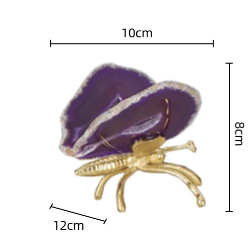 Decorbites™ Escultura de Mariposa de Ágata de Cristal Dorado Figuras Decorativas