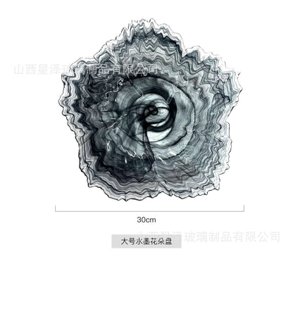 DecorBites™ Elegant Flower Glass Plate Dinner Pearl Fruit Snack Jewelry Trinket Dish