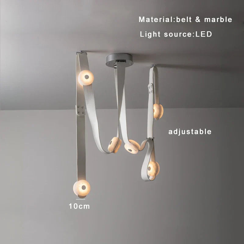 DecorBites™ Leather Marble Ceiling Pendant Lights - Adjustable Hanging Lamp for Dining Room & Bedroom