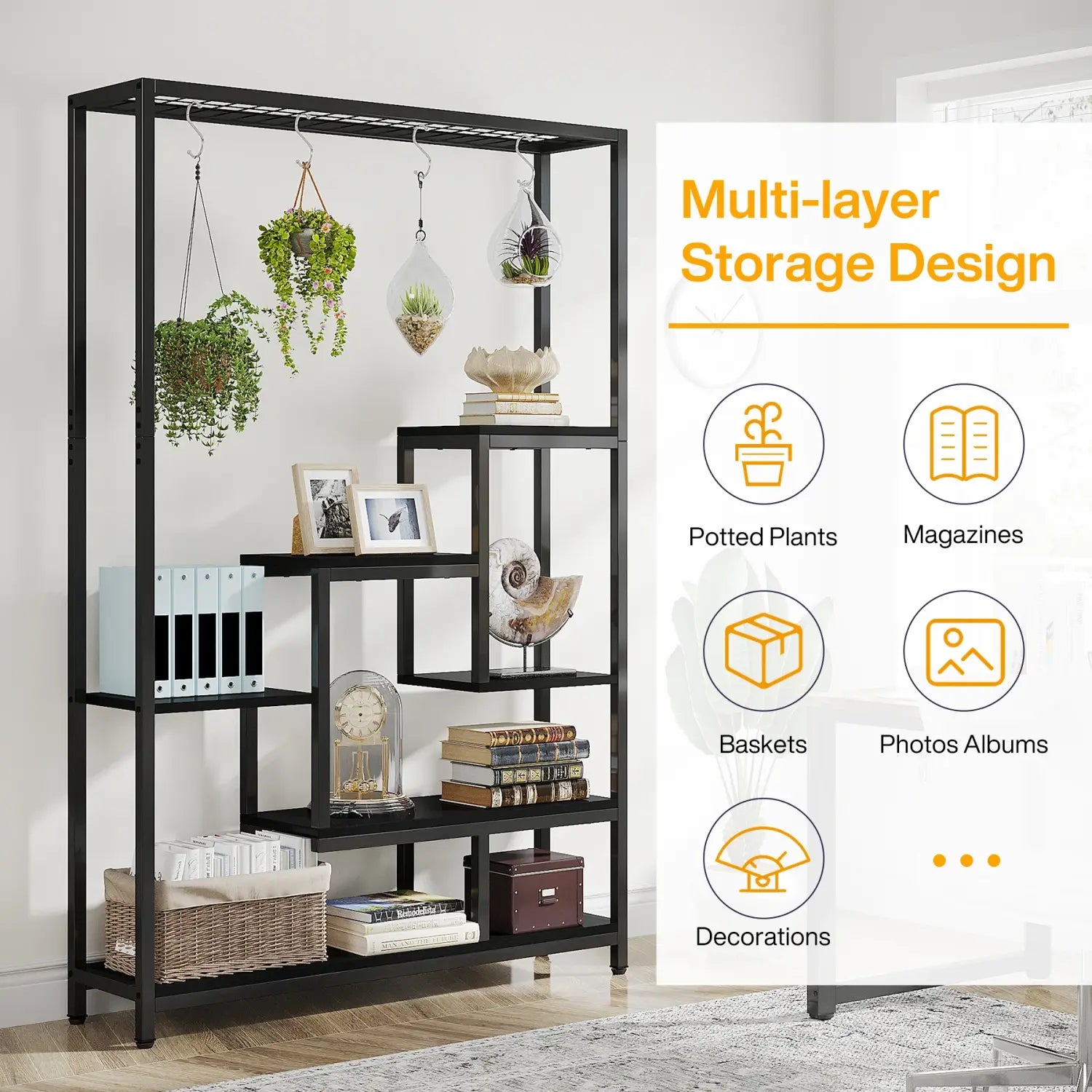 DecorBites™ Modern 5-Tier Tall Metal Plant Stand