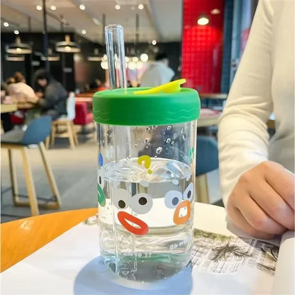 أكواب ديكوربايتس™ كاواي مع غطاء وقشة، كوب شاي الفقاعات - 550 مل، أدوات شرب لطيفة