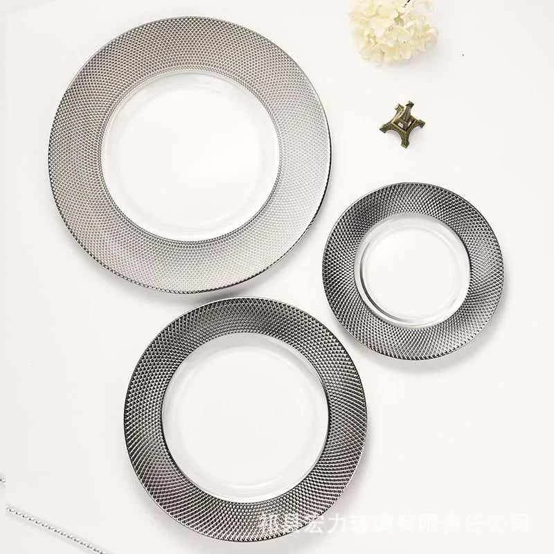 DecorBites™ Glass Steak and Pasta Plate - Versatile Tableware for Household