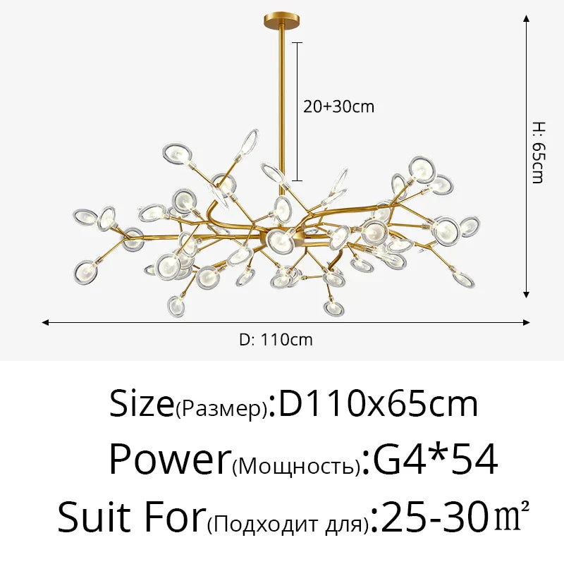 DecorBites™ Branch Shape Firefly Ceiling Chandelier G4 Led Lighting Indoor Hanging Lamp