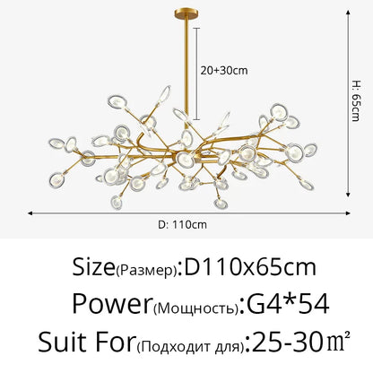 DecorBites™ Branch Shape Firefly Ceiling Chandelier G4 Led Lighting Indoor Hanging Lamp