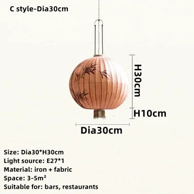 DecorBites™ Handmade Japanese Lantern Painting Pendant Lamp Fabric Chandelier