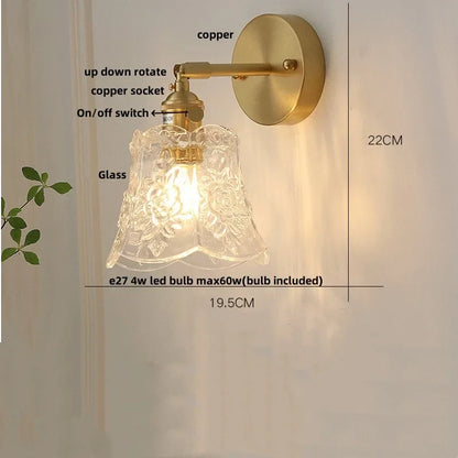Decorbites™ Luces de Pared LED de Vidrio Verde con Interruptor de Cadena Estilo Vintage Lámpara de Mesa de Noche