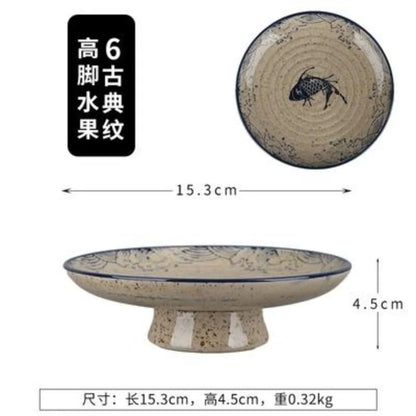 DecorBites™ Japanese Fish Print Ceramic Tableware - Special-shaped Large Dinner Plate Set