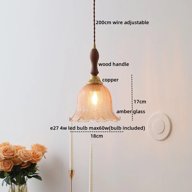 Decorbites™ Grüne Glas-LED-Hängeleuchte mit Drehschalter, Kupferleuchter