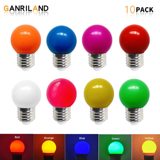 DecorBites™ Bombilla LED de colores para decoración de fiestas, 12V, 24V, 220V, casquillo E27, 1W, irrompible.