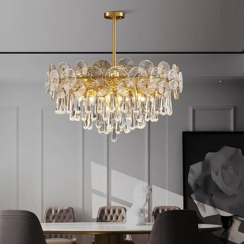 DecorBites™ Crystal Chandelier: Modern Glass Pendant Lights for Living Room Dining Bedroom