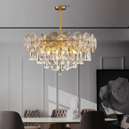 DecorBites™ Crystal Chandelier: Modern Glass Pendant Lights for Living Room Dining Bedroom
