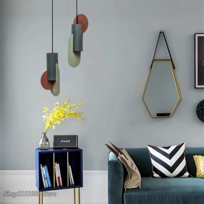 DecorBites™ Green Cylindrical LED Pendant Light - Nordic Modern Single Head Hanging Lamp