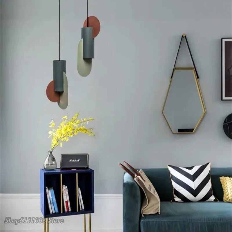 Lámpara colgante LED cilíndrica verde Decorbites™ - Lámpara colgante de una sola cabeza nórdica moderna