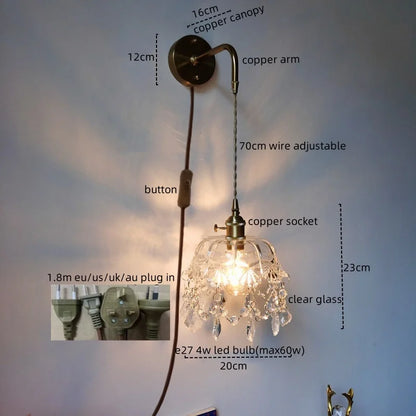 DecorBites™ Crystal Copper LED Wall Sconce Light for Home Decor & Indoor Lighting