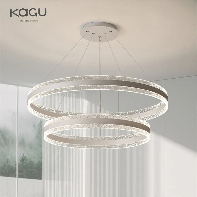 DecorBites™ Circle Rings LED Chandelier for Living & Dining Room - Modern Acrylic Aluminum Lighting