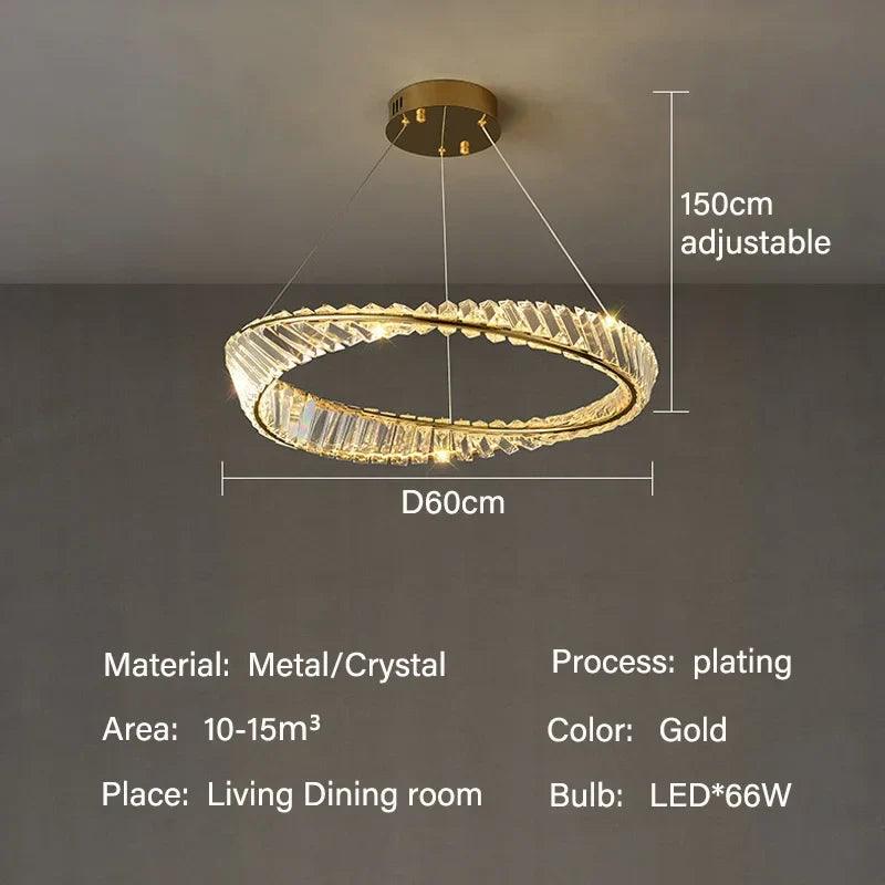 Chandelier de Colgante de Cristal LED Oro Decorbites™ para Iluminación y Decoración de Lujo en Sala de Estar y Comedor