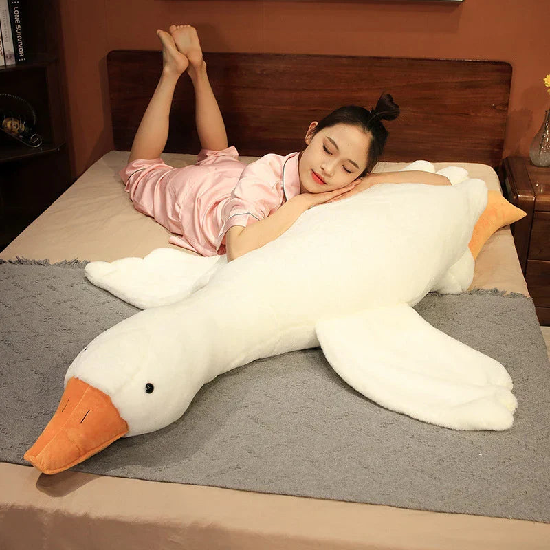 Decobites White Goose Body Pillow: Soft & Comfortable Plush Gift for Girlfriend, Schoolmate, or Children