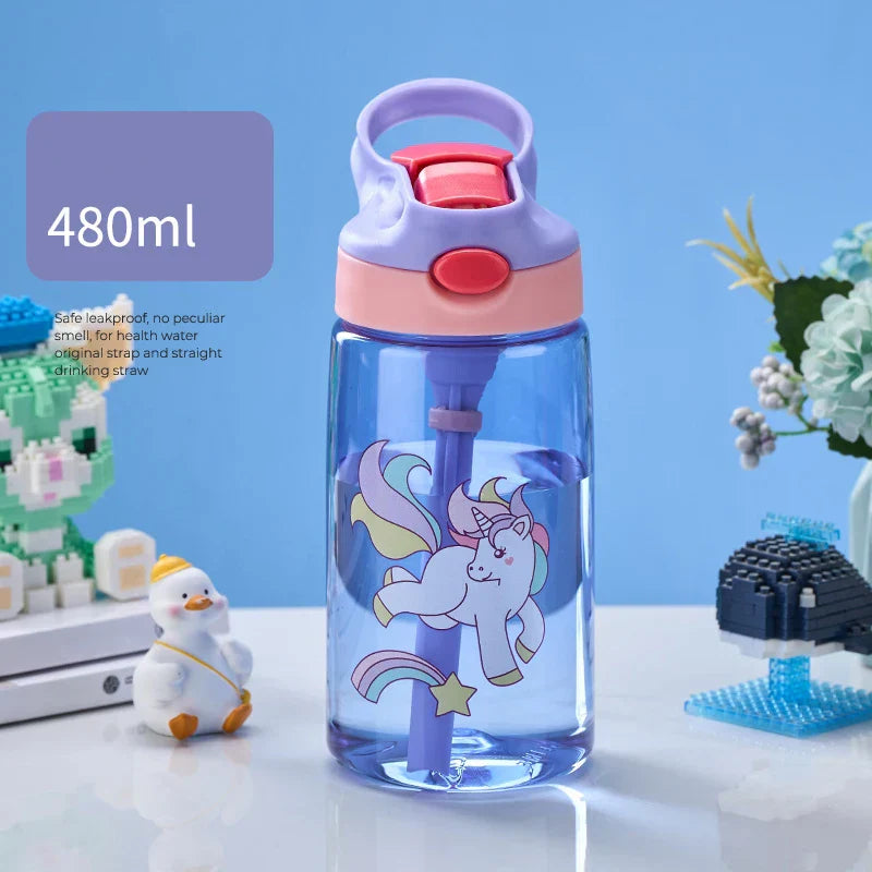 Vaso de paja antivuelco Decorbites™ para niños - Botella de agua portátil para la escuela y el verano