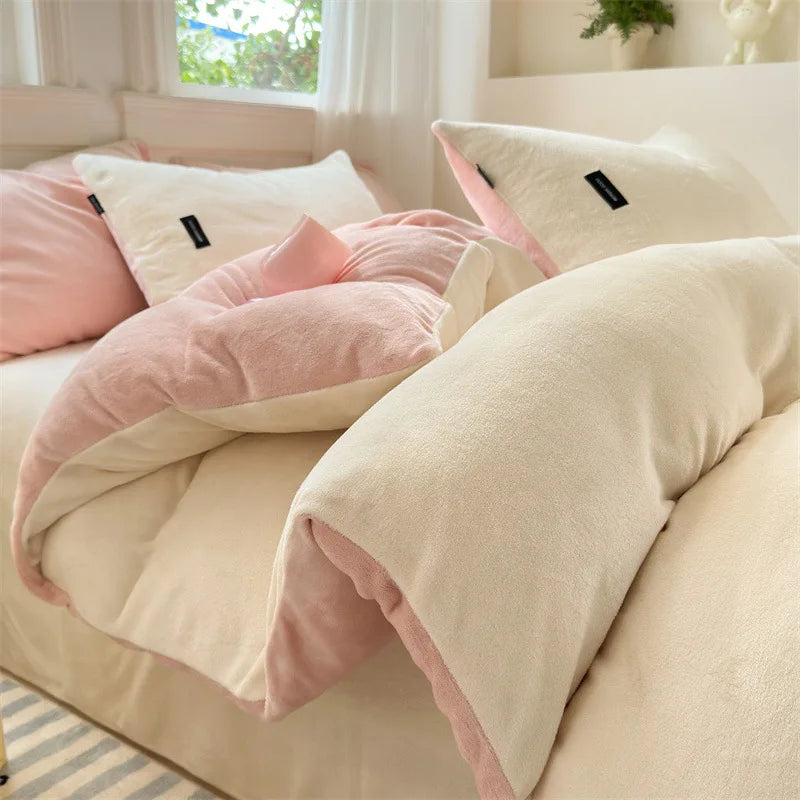 غطاء لحاف فردي مخملي بلون مرجاني من DecorBites™ لفصل الشتاء