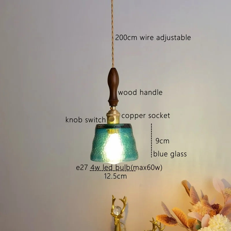 DecorBites™ Amber Pendant Light: Nordic Copper Hanging Lamp for Modern Home Decor