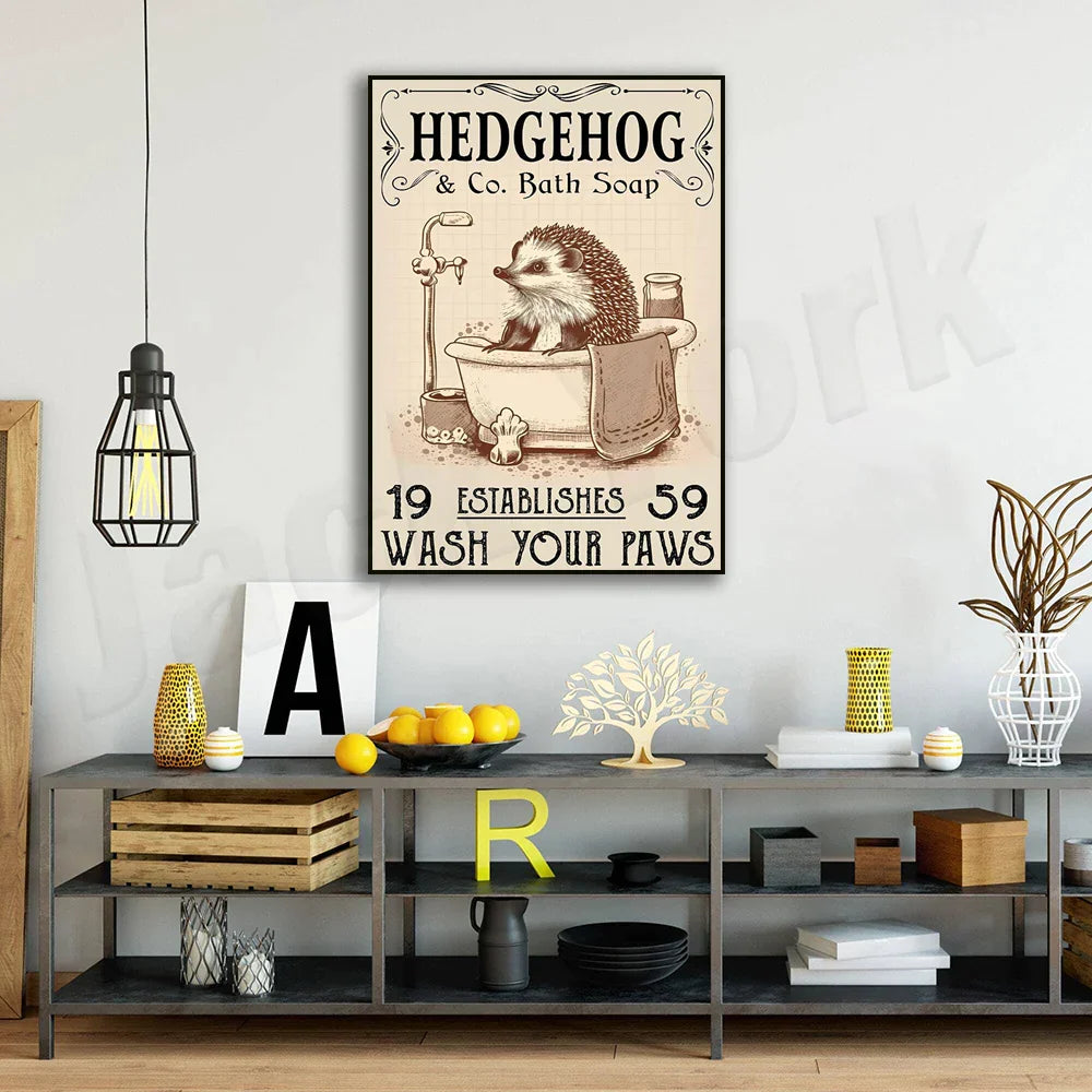 Canvas Hedgehog Bath Poster
