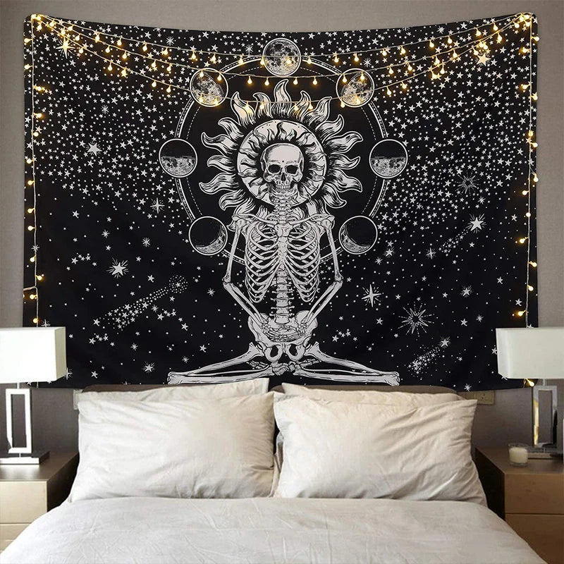 Skeleton Moon Phase Tapestry Decobites Star Home Decor