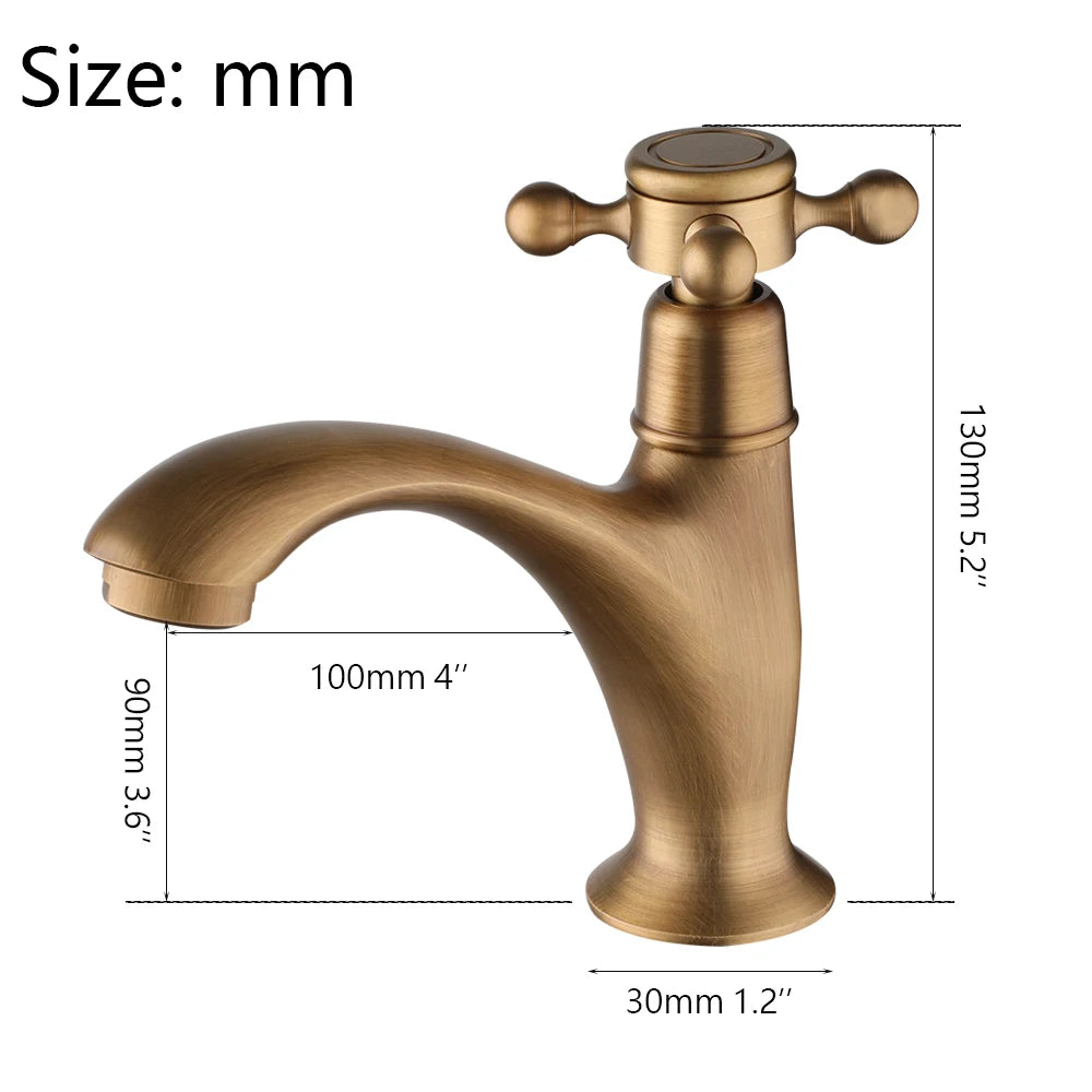 Antique Brass Bathroom Faucet Single Lever