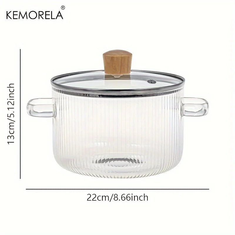 DecorBites™ Heat-Resistant Glass Cooking Pot with Lid - 1.6L | Versatile Soup and Stock Pot