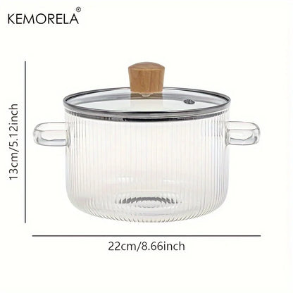 DecorBites™ Heat-Resistant Glass Cooking Pot with Lid - 1.6L | Versatile Soup and Stock Pot