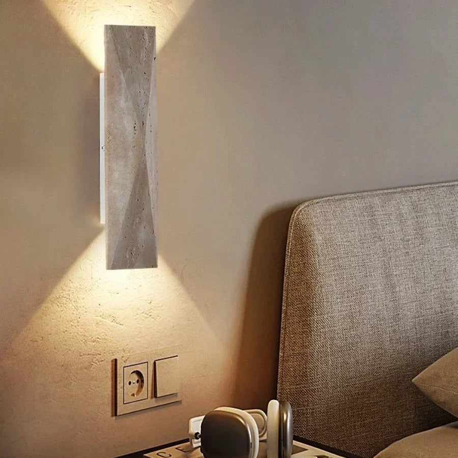 DecorBites™ Double LED Wall Lamp Sconce Yellow Cave Stone Iron Canopy Mirror Light