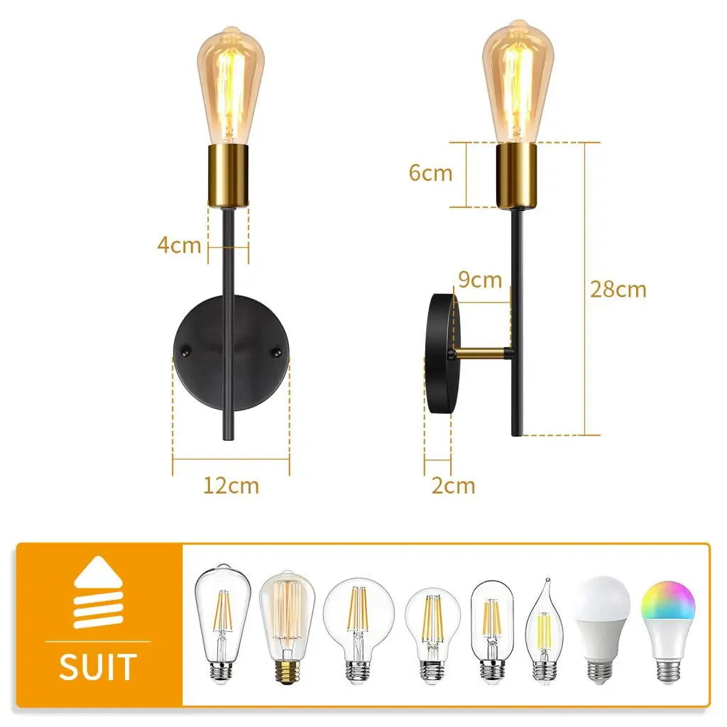 Black Industrial Wall Sconce Style B Design