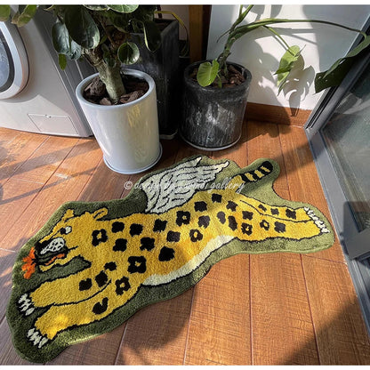 DecorBites™ Flying Tiger Leopard Hand Tufted Rug 50x100cm Luxurious Animal Shaped Carpet