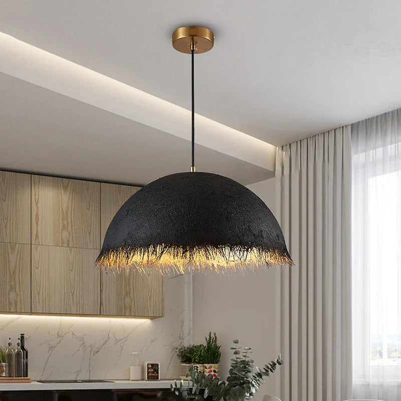 DecorBites™ Gold White Half Nest Pendant Lamp for Stylish Home & Restaurant Lighting