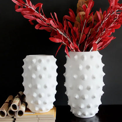 DecorBites™ Black Ceramic Flower Vase Sea Cucumber Pineapple Design Unique Home Decor