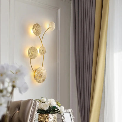 DecorBites™ Gold Flower Copper Frame Wall Sconce for Hotel Dining Room Lighting