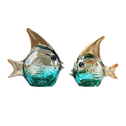 DecorBites™ Hand Blown Glass Fish Figurine Crystal Sculpture Home Decor Gift Fengshui Ornament