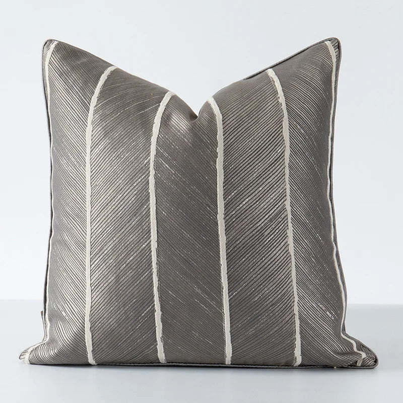 DecorBites™ Herringbone Jacquard Cushion Cover, Modern Beige White Pillowcase for Living Room