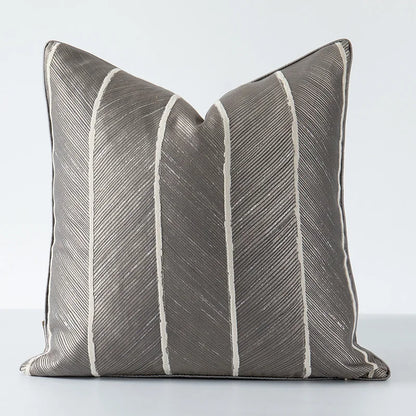 DecorBites™ Herringbone Jacquard Cushion Cover, Modern Beige White Pillowcase for Living Room