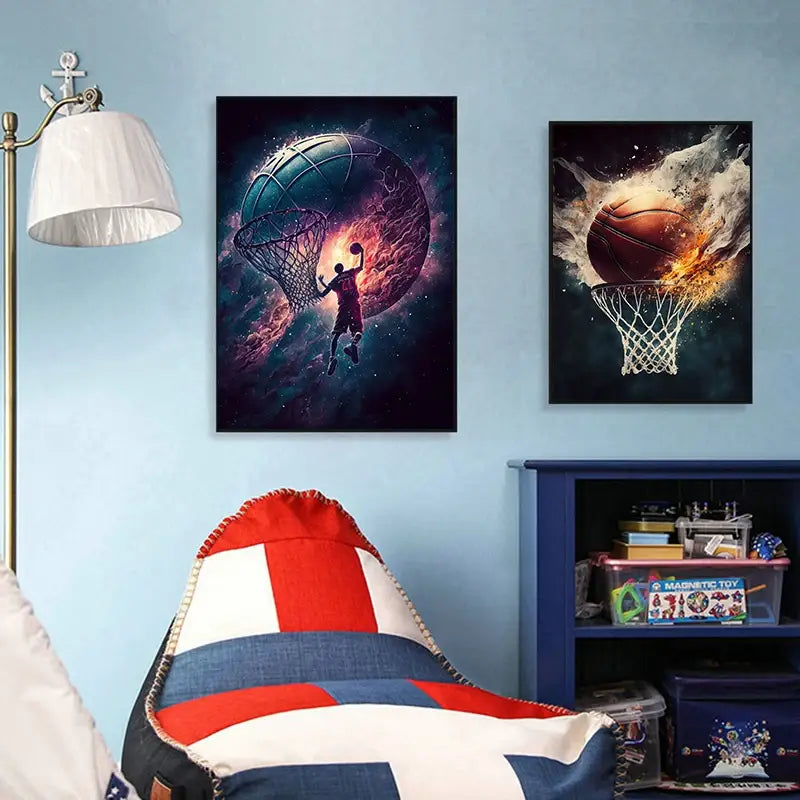 DecorBites™ Colorful Nordic Basketball Sports Posters for Boys