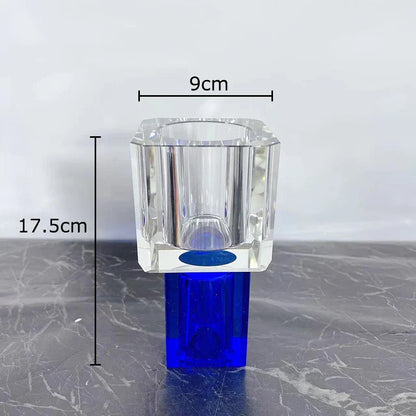 مزهرية زجاجية مربعة هندسية من ديكور بايتس™، زهور صناعية، تنسيق زهور عصري