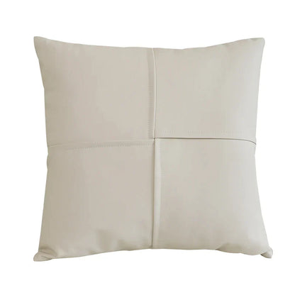 Funda de cojín DecorBites™ de piel color marfil, 45x45 cm, para decoración del hogar.