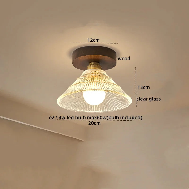 Decorbites™ Grüne Glas LED Deckenleuchte Nordisch Holz Kupfer Deckenlichter