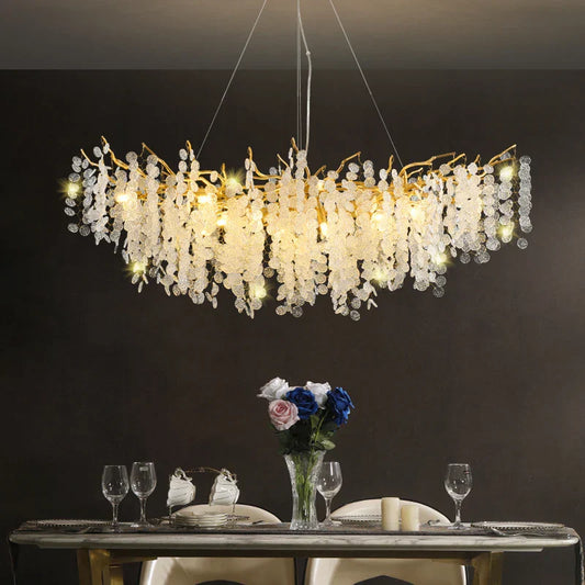 DecorBites™ Crystal LED Chandelier: Luxury Pendant Lamp for Home Decor
