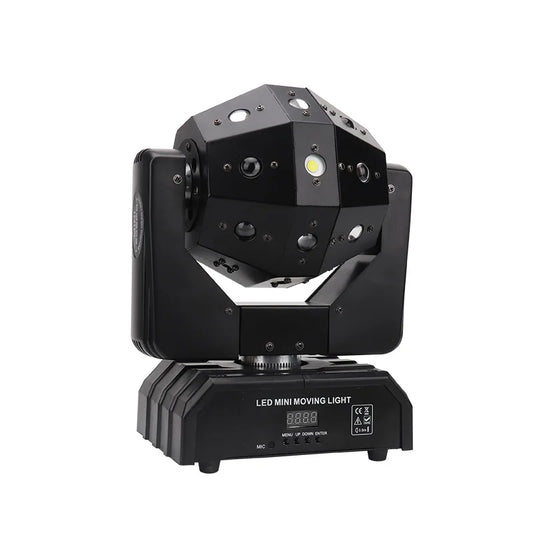 DecorBites™ 16 Beam Strobe Red Green Laser LED Moving Head Light Disco Ball