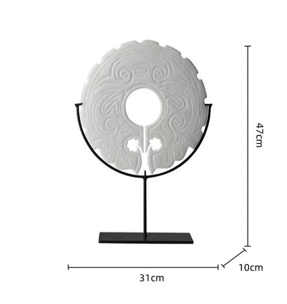 Estatua de resina con forma de tótem geométrico DecorBites™ | Accesorio decorativo retro chino para el hogar