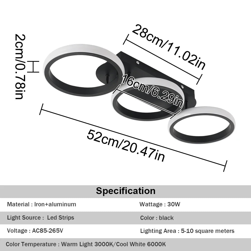 مصباح سقف LED أكريليك من DecorBites™: ثريا نورديك عصرية لغرفة المعيشة وغرفة الطعام والممر