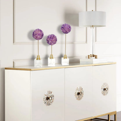 DecorBites™ Amethyst Flower Metal Sculpture for Decorative Handicraft Art