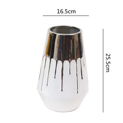 DecorBites™ Golden Ceramic Vase for Wedding and Home Decor