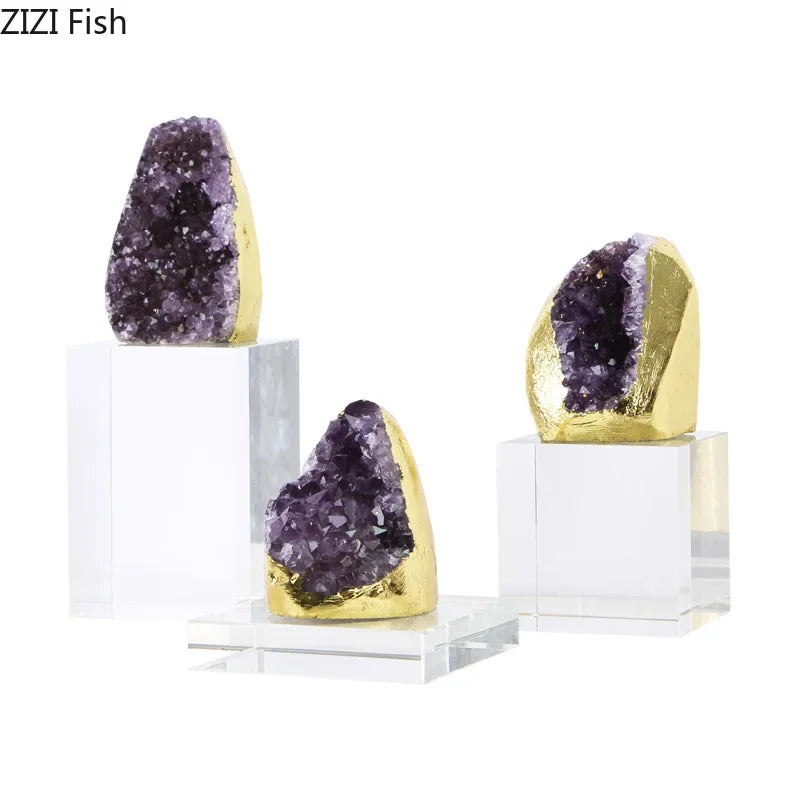 DecorBites™ Amethyst Crystal Base Desk Ornament for Room Aesthetics
