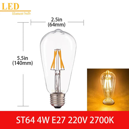 Bombilla de Filamento LED™ Decorbites Vidrio Transparente T16 A19 ST64 Regulable Luz Vintage
